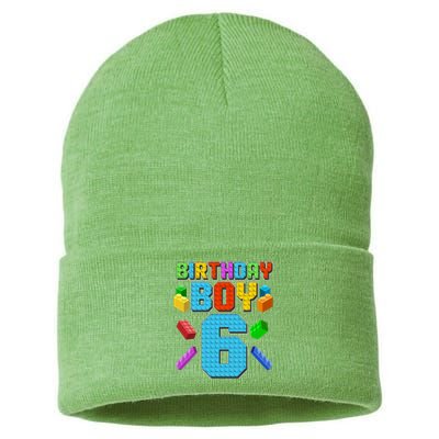 Funny Birthday Boy 6th Birthday Lego Master Builder Sustainable Knit Beanie