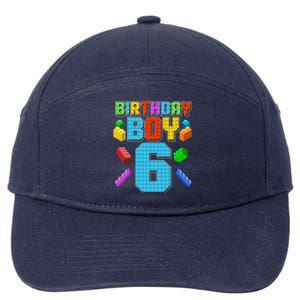 Funny Birthday Boy 6th Birthday Lego Master Builder 7-Panel Snapback Hat