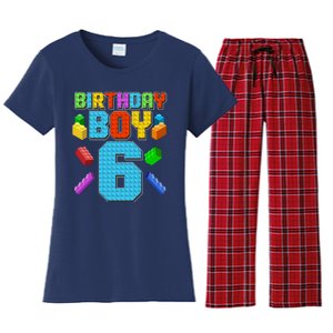 Funny Birthday Boy 6th Birthday Lego Master Builder Women's Flannel Pajama Set