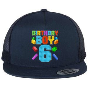 Funny Birthday Boy 6th Birthday Lego Master Builder Flat Bill Trucker Hat