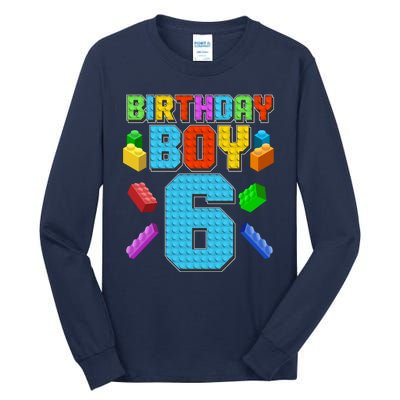 Funny Birthday Boy 6th Birthday Lego Master Builder Tall Long Sleeve T-Shirt