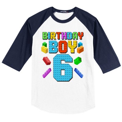 Funny Birthday Boy 6th Birthday Lego Master Builder Baseball Sleeve Shirt