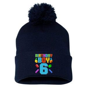 Funny Birthday Boy 6th Birthday Lego Master Builder Pom Pom 12in Knit Beanie