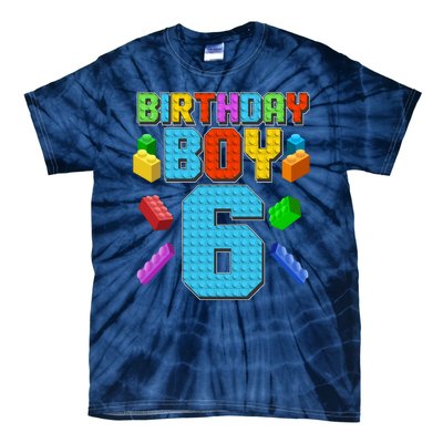 Funny Birthday Boy 6th Birthday Lego Master Builder Tie-Dye T-Shirt