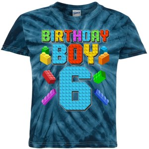 Funny Birthday Boy 6th Birthday Lego Master Builder Kids Tie-Dye T-Shirt