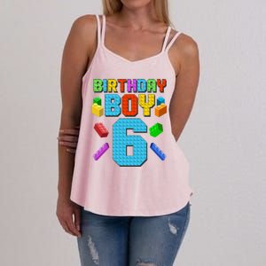 Funny Birthday Boy 6th Birthday Lego Master Builder Women's Strappy Tank