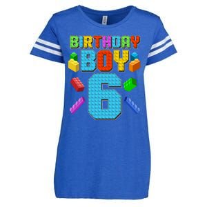 Funny Birthday Boy 6th Birthday Lego Master Builder Enza Ladies Jersey Football T-Shirt