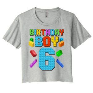 Funny Birthday Boy 6th Birthday Lego Master Builder Women's Crop Top Tee