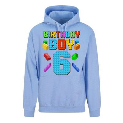 Funny Birthday Boy 6th Birthday Lego Master Builder Unisex Surf Hoodie