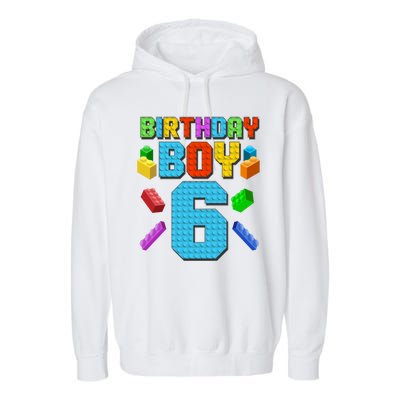 Funny Birthday Boy 6th Birthday Lego Master Builder Garment-Dyed Fleece Hoodie