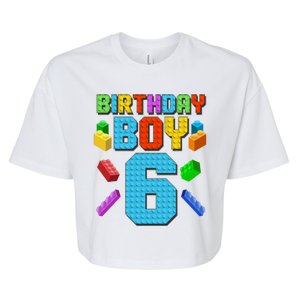 Funny Birthday Boy 6th Birthday Lego Master Builder Bella+Canvas Jersey Crop Tee