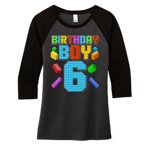 Funny Birthday Boy 6th Birthday Lego Master Builder Women's Tri-Blend 3/4-Sleeve Raglan Shirt