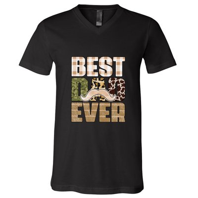Funny Beard Best Dad Ever Sublimation Father's Day V-Neck T-Shirt