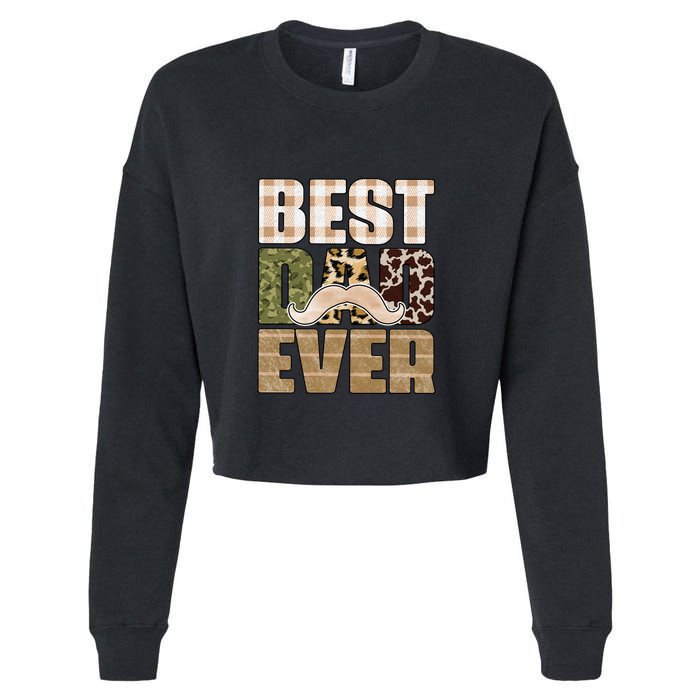 Funny Beard Best Dad Ever Sublimation Father's Day Cropped Pullover Crew