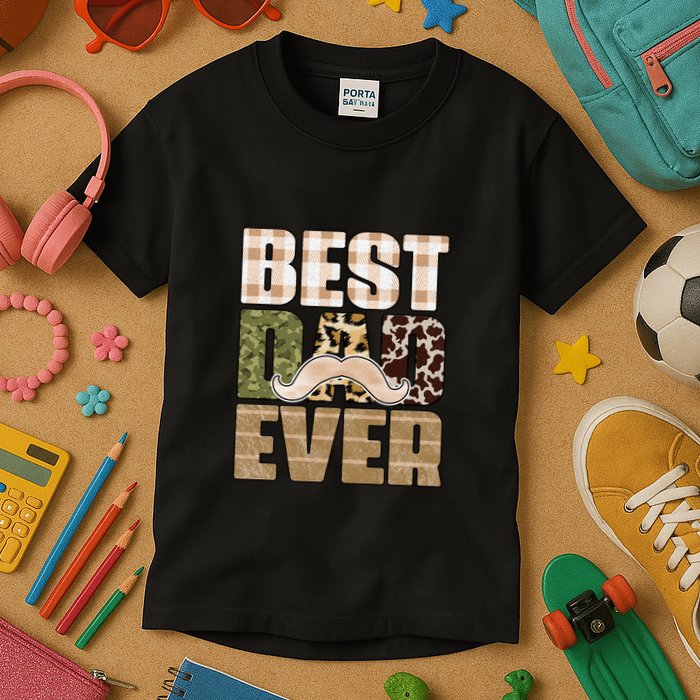 Funny Beard Best Dad Ever Sublimation Father's Day Kids T-Shirt