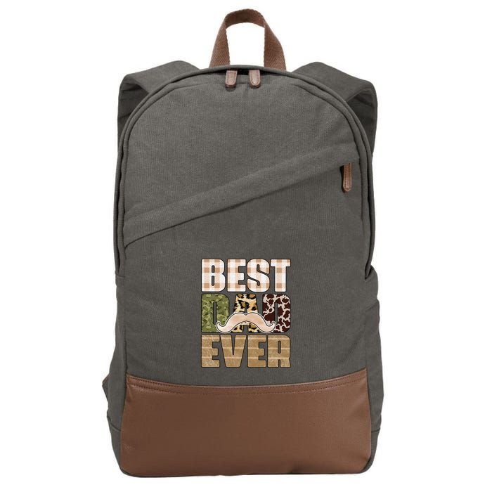 Funny Beard Best Dad Ever Sublimation Father's Day Cotton Canvas Backpack