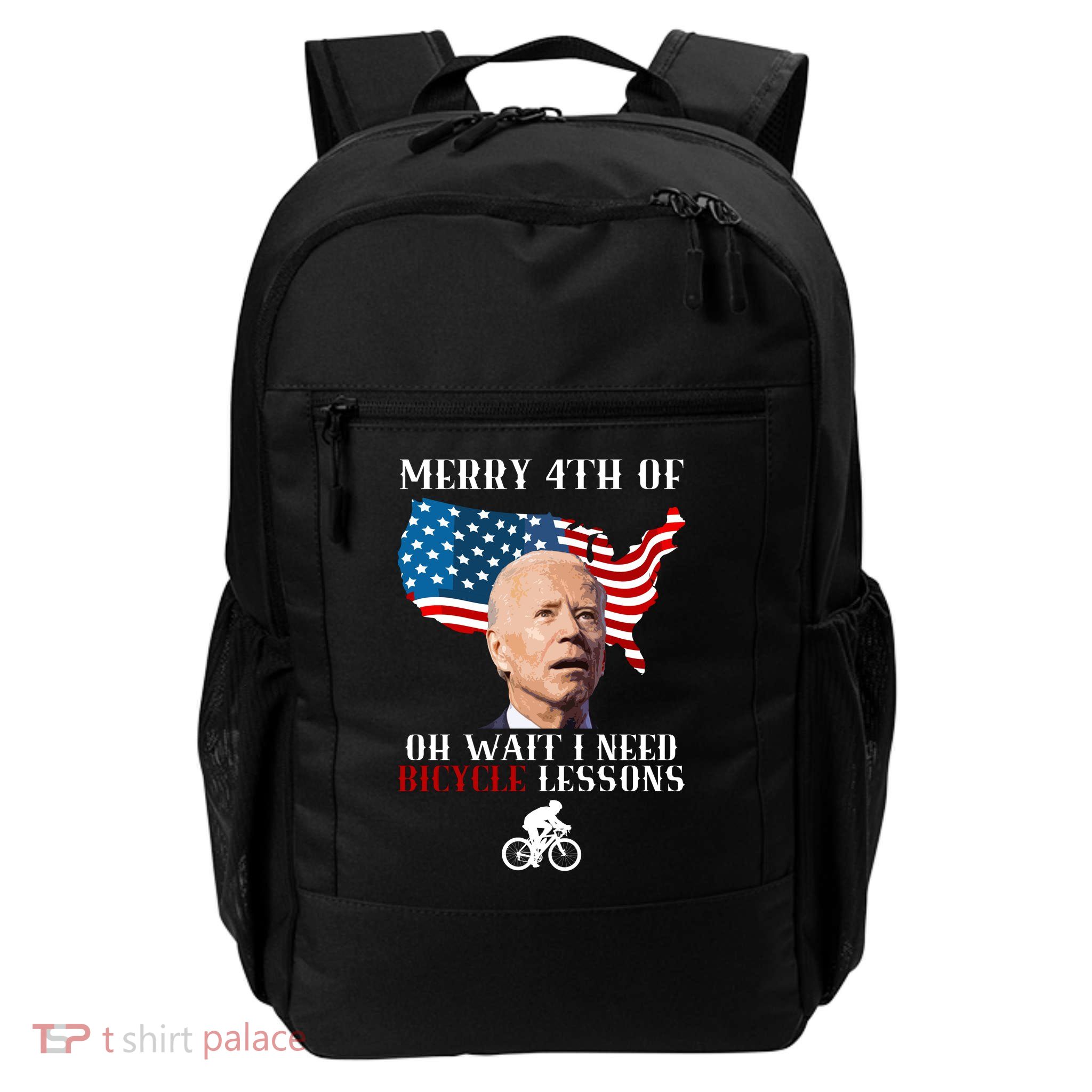 Funny Biden Bicycle Bike Lesson Merry 4th Of July Daily Commute Backpack