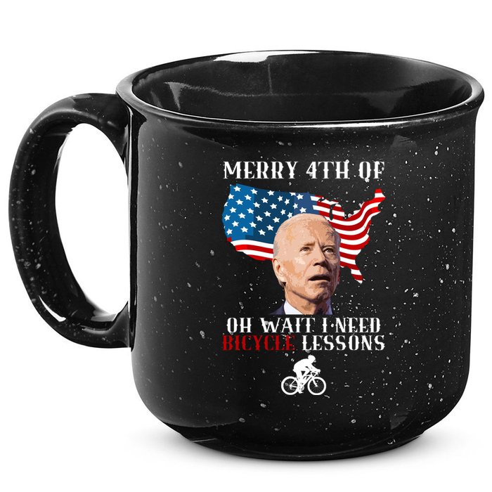 Funny Biden Bicycle Bike Lesson Merry 4th Of July 15oz Campfire Ceramic Mug