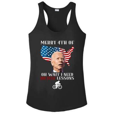 Funny Biden Bicycle Bike Lesson Merry 4th Of July Ladies PosiCharge Competitor Racerback Tank