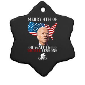 Funny Biden Bicycle Bike Lesson Merry 4th Of July Ceramic Star Ornament