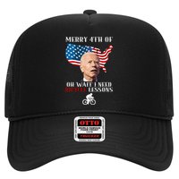 Funny Biden Bicycle Bike Lesson Merry 4th Of July Trucker Hat