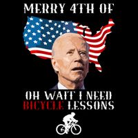 Funny Biden Bicycle Bike Lesson Merry 4th Of July Cropped Pullover Crew