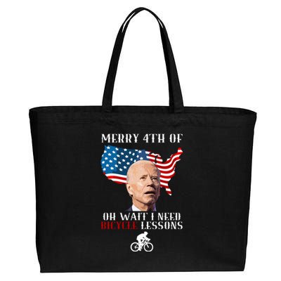 Funny Biden Bicycle Bike Lesson Merry 4th Of July Cotton Canvas Jumbo Tote