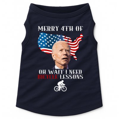 Funny Biden Bicycle Bike Lesson Merry 4th Of July Doggie Tank