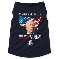 Funny Biden Bicycle Bike Lesson Merry 4th Of July Doggie Tank