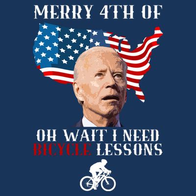 Funny Biden Bicycle Bike Lesson Merry 4th Of July T-Shirt