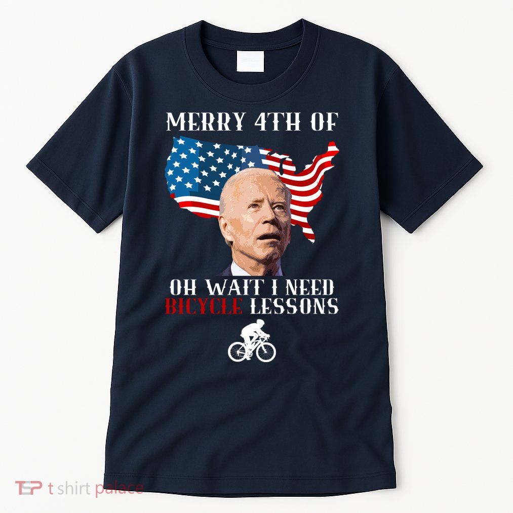 Funny Biden Bicycle Bike Lesson Merry 4th Of July Tall T-Shirt