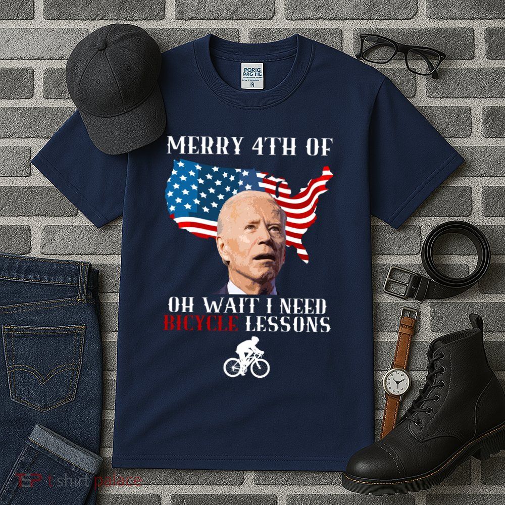 Funny Biden Bicycle Bike Lesson Merry 4th Of July Tall T-Shirt