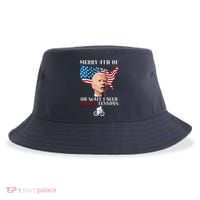 Funny Biden Bicycle Bike Lesson Merry 4th Of July Sustainable Bucket Hat