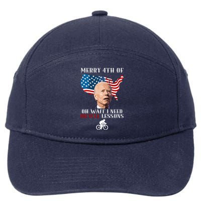 Funny Biden Bicycle Bike Lesson Merry 4th Of July 7-Panel Snapback Hat