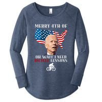 Funny Biden Bicycle Bike Lesson Merry 4th Of July Women's Perfect Tri Tunic Long Sleeve Shirt