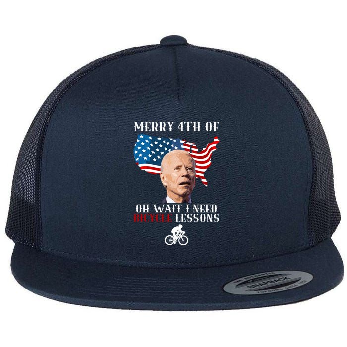 Funny Biden Bicycle Bike Lesson Merry 4th Of July Flatbill Hat