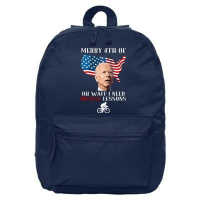 Funny Biden Bicycle Bike Lesson Merry 4th Of July 16 in Basic Backpack