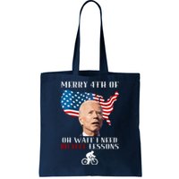 Funny Biden Bicycle Bike Lesson Merry 4th Of July Tote Bag