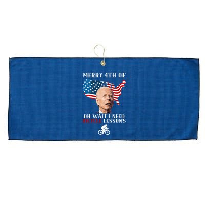 Funny Biden Bicycle Bike Lesson Merry 4th Of July Large Microfiber Waffle Golf Towel