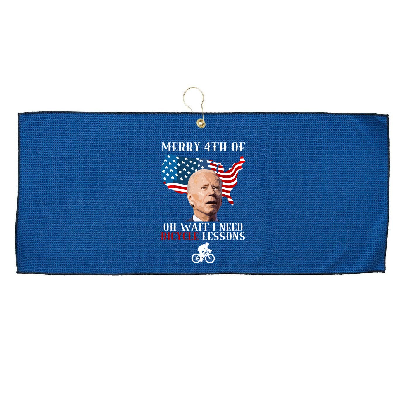 Funny Biden Bicycle Bike Lesson Merry 4th Of July Large Microfiber Waffle Golf Towel