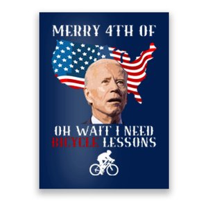 Funny Biden Bicycle Bike Lesson Merry 4th Of July Poster