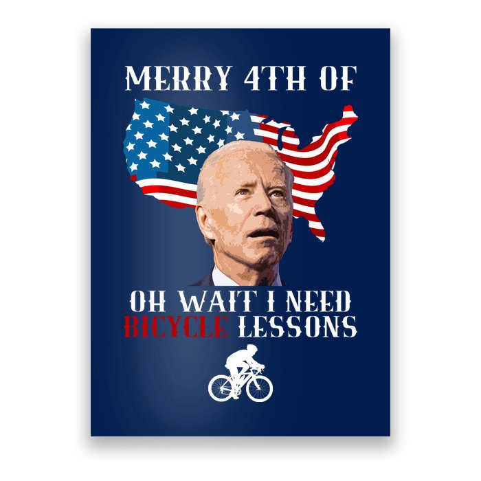 Funny Biden Bicycle Bike Lesson Merry 4th Of July Poster