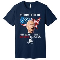 Funny Biden Bicycle Bike Lesson Merry 4th Of July Premium T-Shirt