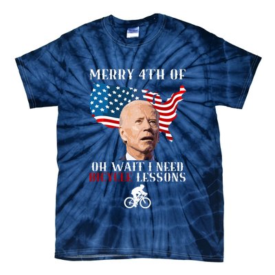 Funny Biden Bicycle Bike Lesson Merry 4th Of July Tie-Dye T-Shirt