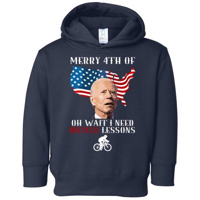Funny Biden Bicycle Bike Lesson Merry 4th Of July Toddler Hoodie