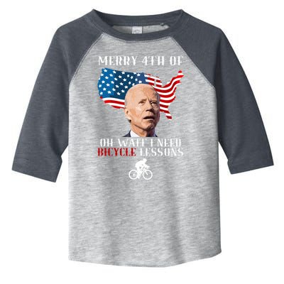 Funny Biden Bicycle Bike Lesson Merry 4th Of July Toddler Fine Jersey T-Shirt