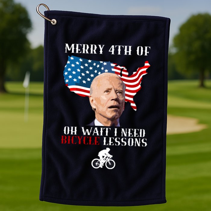 Funny Biden Bicycle Bike Lesson Merry 4th Of July Golf Towel