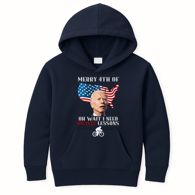 Funny Biden Bicycle Bike Lesson Merry 4th Of July Kids Hoodie