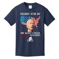 Funny Biden Bicycle Bike Lesson Merry 4th Of July Kids T-Shirt