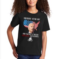 Funny Biden Bicycle Bike Lesson Merry 4th Of July Kids T-Shirt